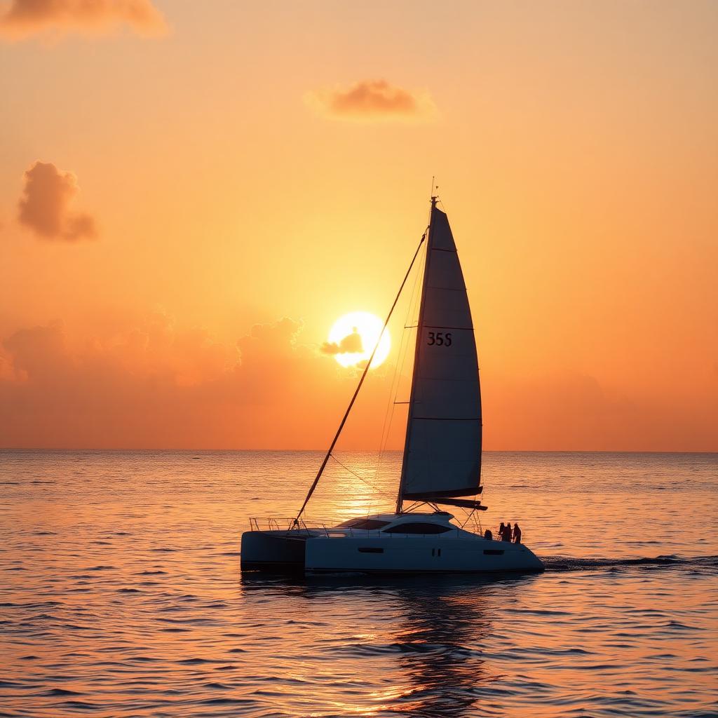 Catamaran at sunset